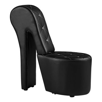 High Heel Crystal Studs Shoe Chair, Black