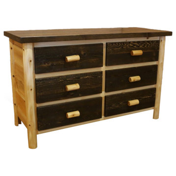 White Cedar Log Mountain Collection 6-Drawer Dresser