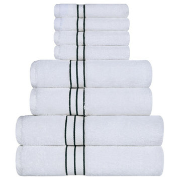 8 Piece Cotton Solid Face Hand Bath Towels, Teal