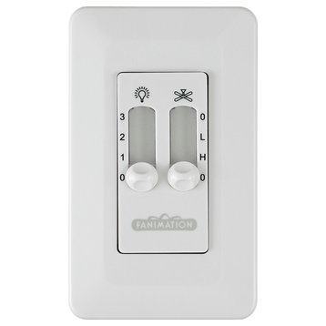 Two Speed Wall Control Non-Reversing, Fan Speed and Light, White