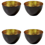 Serene Spaces Living - Serene Spaces Living Set of 4 Stylish Black & Gold Bowls, 2.5" & 4" - Black and gold are a classic color combination that adds stylish sophistication to this bowl. Whether you're looking to add a pop of gold to your black and white wedding or an elegant centerpiece at your contemporary event, this bowl is just the thing. Made of iron, the bowl has matte black coloring along the outside. However, the inside features distressed gold leaf paint. The metal bowl can serve as a vessel for big, colorful faux blooms for your black and gold living room decor. You can also incorporate a tea light inside to create a stunning golden glow across your event tables. Or use them as halloween candy bowls. CARE INSTRUCTIONS & SIZE - This decor bowl is for dry use only, as liquids can damage the gold leaf. Sold as a set of 4, each bowl measures 2.5" Tall & 4" Diameter. Serene Spaces Living specializes in creating good quality accents that look great anywhere!