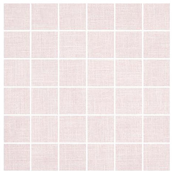 Annie Selke Crosshatch Soft Pink Porcelain Mosaic Wall and Floor Tile 2 x 2 in.