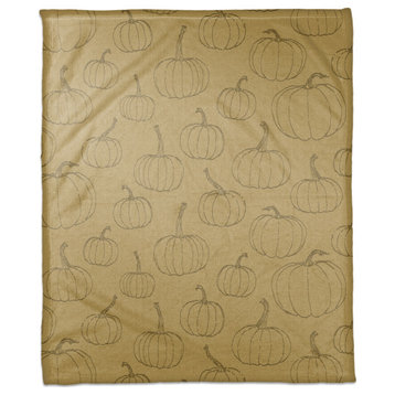 Mustard Yellow Pumpkin Pattern 50x60 Coral Fleece Blanket