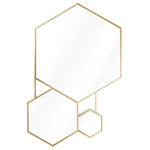 Eichholtz - Gold Hexagon Trio Wall Mirror | Eichholtz Hexa - Enhance the aesthetic of your living space with the eye-catching Hexa Mirror. Featuring a constellation of hexagon silhouettes in different sizes, it adds visual appeal to your interior. The sleek frame has a glamorous gold finish.