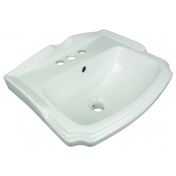 Wall Mount Small Bathroom Sink White with Overflow Centerset Holes and Brackets
