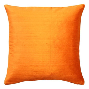 Pillow Decor Sankara Silk Throw Pillows 18"x18", Orange