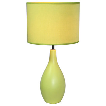 Simple Designs Oval Bowling Pin Base Ceramic Table Lamp, Green