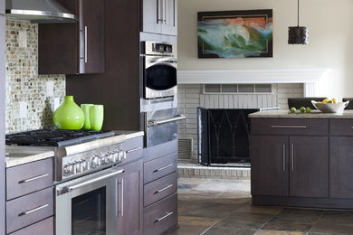 Trendy kitchen photo in Little Rock with mosaic tile backsplash