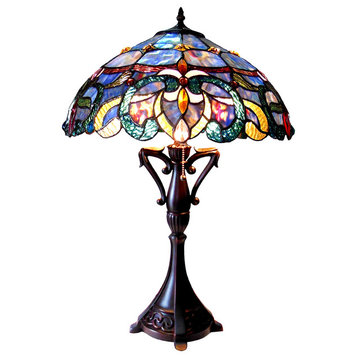 Chloe Lighting Nora Tiffany Style Victorian 2 Light Table Lamp