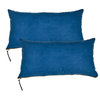 Suede Pillow Shell with Big Zipper, Blue Wing Tea, 14x26"