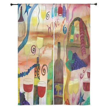 Wine Art Sheer Curtains, Wine Time