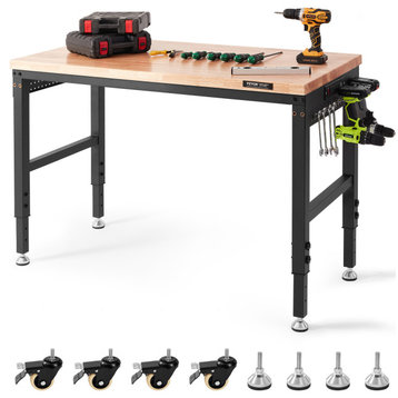 VEVOR Adjustable Height Workbench 48"L x 24"W Table With Power Outlets