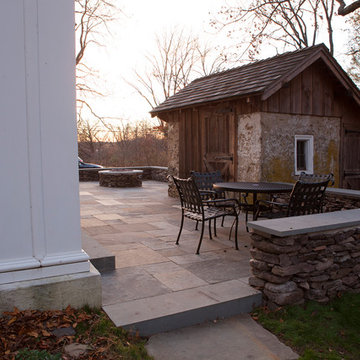Bluestone Patio, Walls, Steps, Gas Fire Pit, Landscape Lighting