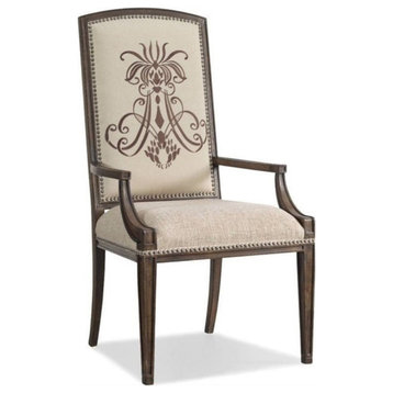 Hooker Furniture Rhapsody Insignia Arm Dining Chair in Rustic Walnut