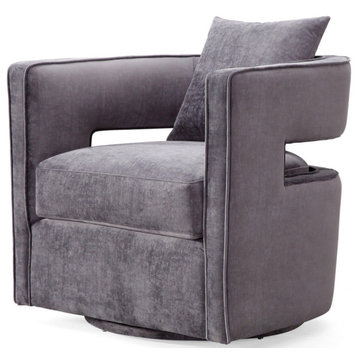 Kennedy  Velvet Swivel Chair, Gray