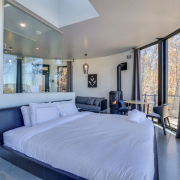 Round Open Space Pod Bedroom by Lofty Pods #prefabhomes