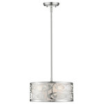 Z-lite - Z-Lite 195-14BN Three Light Pendant Opal Brushed Nickel - Highlight a modern space with the artistically elegant vibe of this three-light brushed nickel pendant. Swirling ellipticals add a subtly romantic effect to a drum shaped white organza shade, creating a true work of gallery-quality style.