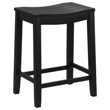 Hillsdale Fiddler Backless Stool, Saddle-Style Seat, Black, Counter Height