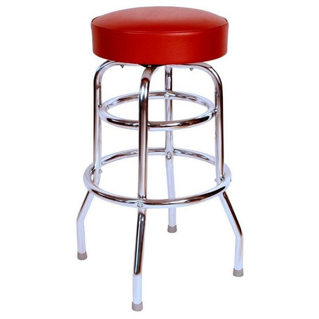 Retro Home Double Ring 30" Swivel Bar Stool, Wine