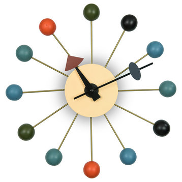 LeisureMod Modern Colorful Silent Non-Ticking Wall Clocks, Concordia Round Balls