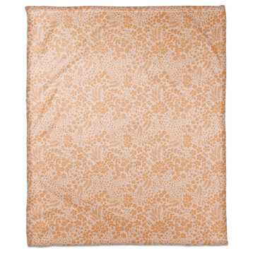 Orange Dainty Floral 50x60 Coral Fleece Blanket