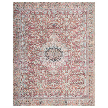 Durable Printed Wynter Area Rug by Loloi, Tomato/Teal, 7'-6" X 9'-6"