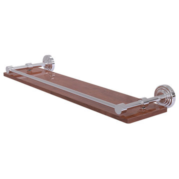 Waverly Place 22" Solid Wood Shelf with Gallery Rail, Polished Chrome