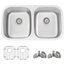 32"L x 19"W Stainless Steel Double Basin Dual mount Kitchen Sink with Grids and
