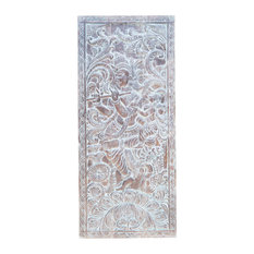 Consigned Vintage Handcarved Fluting KRISHNA Radha Carving Panel