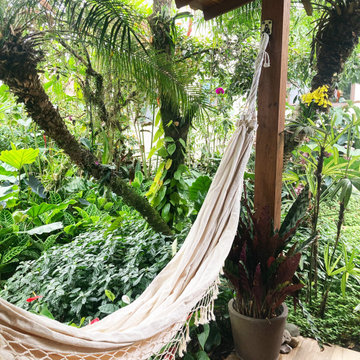 Rustic White Fabric Hammock in Tropical Landscape: Outdoor Serenity - Home Exten