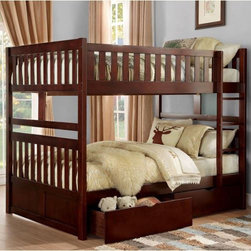 B2013FFDC-1 ROWE DARK CHERRY WOOD FULL FULL BUNK BEDS STORAGE DRAWERS - Kids Beds