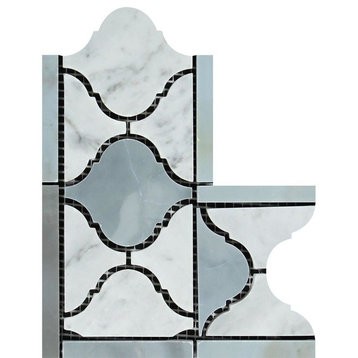 Carrara Polished Marble Lantern Corner (Carrara With Blue-Gray), 5 pieces