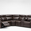 Classic Large Bonded Leather Reclining Corner Sectional Sofa, Brown