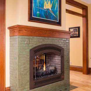 Tile And Brick Fireplace Surround Houzz