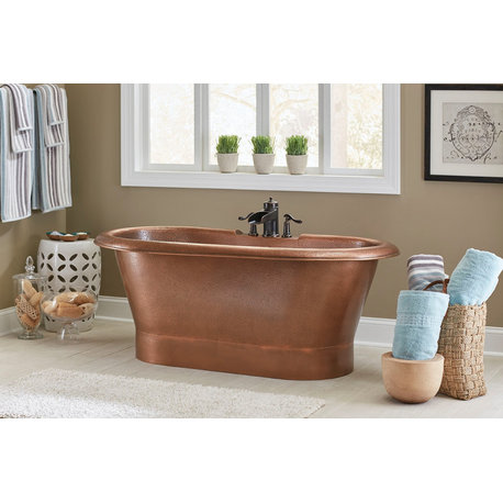 Thales 5' Copper Freestanding Bathtub with Overflow, 3 Holes
