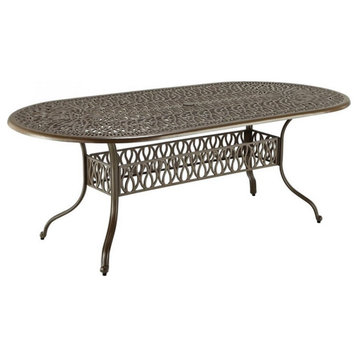 Pemberly Row Coastal Brown Aluminum Outdoor Dining Table