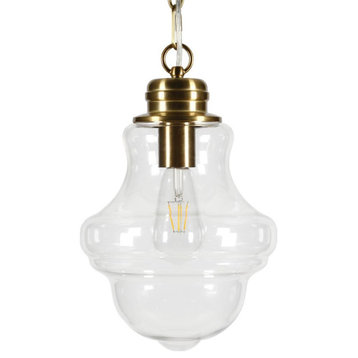 Annie 9.13 Wide Pendant with Glass Shade in Brass/Clear