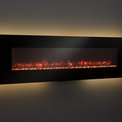 94" inch Black Linear Electric Wall Fireplace - Indoor Fireplaces