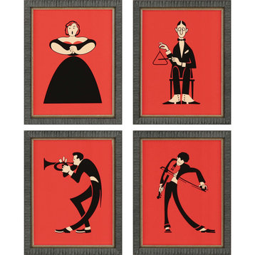Music II, Set of 4, Red