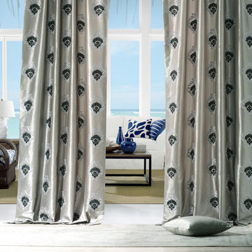 Elias Platinum Silver Designer Embroidered Curtain