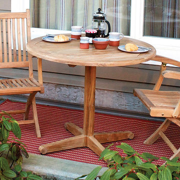 Teak Bistro Table and Folding Teak Chairs