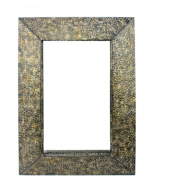 HomeRoots 34" x 48" x 4" Bronze, Gravel-Like, Mosaic Frame - Dressing Mirror