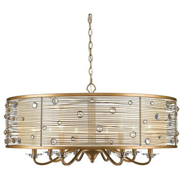 Joia 8-Light Chandelier in Peruvian Gold with a Sheer Filigree Shade
