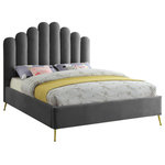 Meridian Furniture - Lily Velvet Bed, Gray, Queen - Elegant and eye-catching, the stunning grey velvet Lily Queen Bed from Meridian Furniture is the perfect addition to any space.