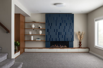 Example of a trendy living room design in Calgary