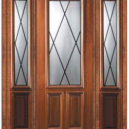 Prehung Sidelights Door 96 Mahogany Sandringham 2/3 Lite Glass - Front Doors