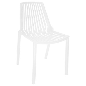 LeisureMod Acken Mid-Century Modern Plastic Dining Chair, White