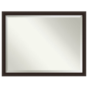 Romano Espresso Beveled Wood Bathroom Wall Mirror - 43.5 x 33.5 in.