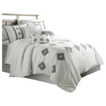 Nessie 7-Piece Comforter Set, White, Queen