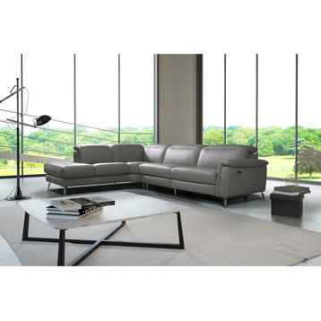 Oxford Sofa - Gray, Full Grain Italian Leather, Right Facing